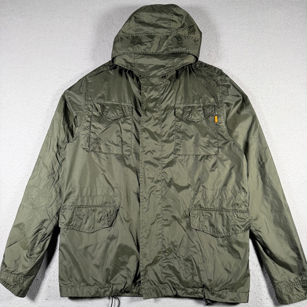 Enjoi Small Mens Olive Green Hooded Anorak Parka Jacket Camo Lined Skateboarding